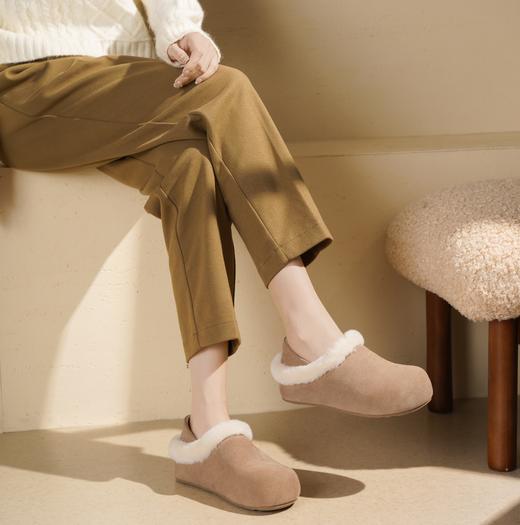 西村名物2025年冬季新款懒人一脚蹬勃肯鞋厚底增高毛毛鞋T25DM48481 商品图2