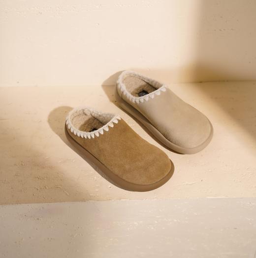 西村名物2025年冬季新款平底真皮美拉德洋气包头穆勒拖毛毛半拖鞋勃肯鞋X25DM48841 商品图7