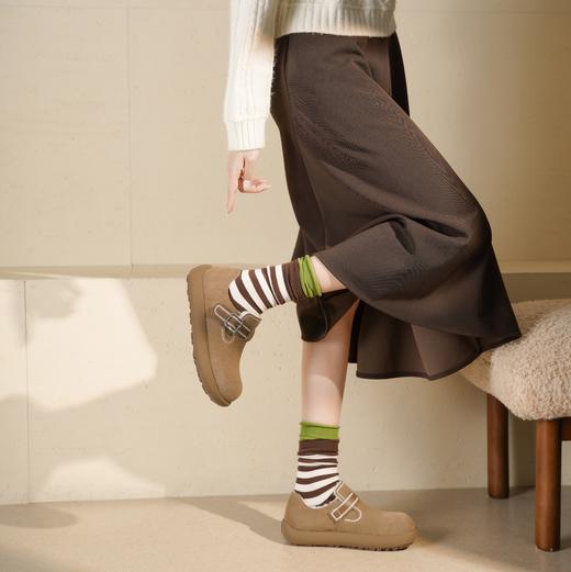 西村名物2025年冬季新款加绒保暖魔术贴毛绒勃肯鞋玛丽珍毛毛鞋X25DM48831 商品图1