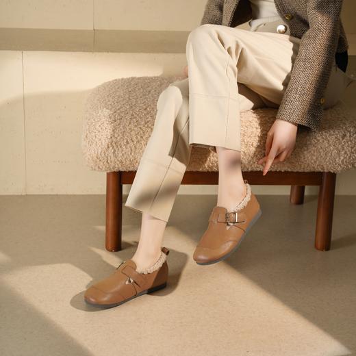 西村名物2025年冬季新款加绒保暖百搭软底妈妈鞋勃肯毛毛鞋T25DM49131 商品图4