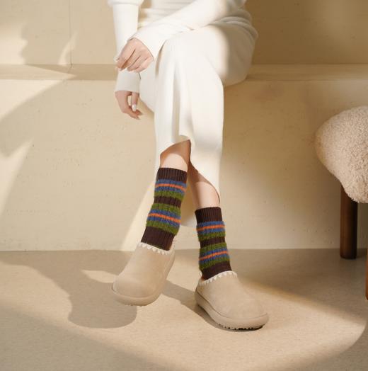 西村名物2025年冬季新款平底真皮美拉德洋气包头穆勒拖毛毛半拖鞋勃肯鞋X25DM48841 商品图2