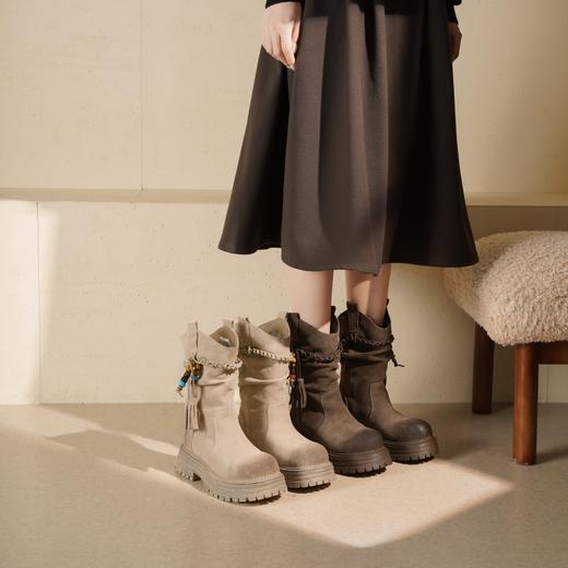 西村名物2025年冬季新款废土风美拉德西部牛仔靴堆堆靴马丁短靴T25DS49281 商品图0