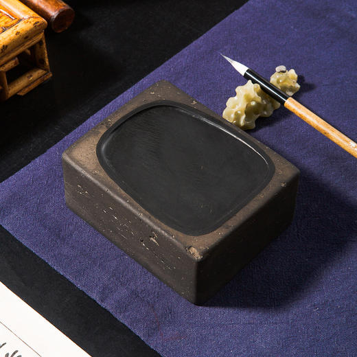 北齐古邺城出“莲瓣纹”古砖制砚(砚堂镶嵌歙石） 商品图7