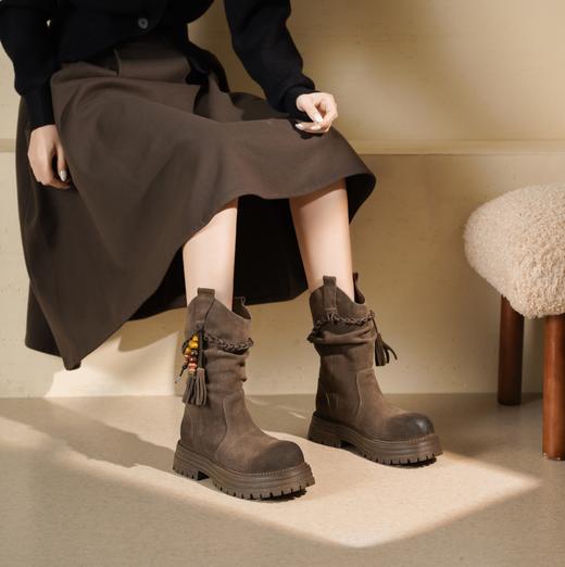 西村名物2025年冬季新款废土风美拉德西部牛仔靴堆堆靴马丁短靴T25DS49281 商品图1