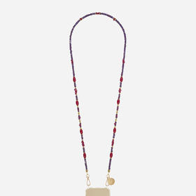 订购6周到｜La Coque Française-Moira-酒红梅子色 串珠 长款 手机链［法国设计师］