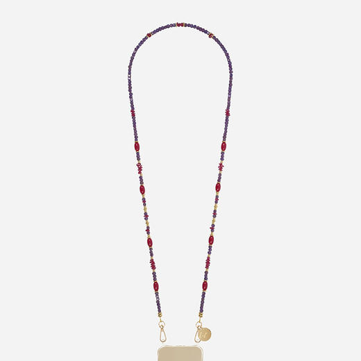 订购6周到｜La Coque Française-Moira-酒红梅子色 串珠 长款 手机链［法国设计师］ 商品图0