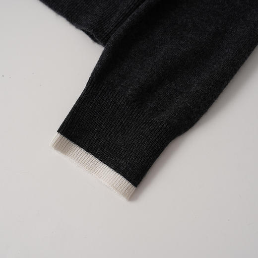 EITIE爱特爱领口白色撞色边设计含羊绒针织衫8301008 商品图9