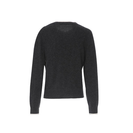 EITIE爱特爱领口白色撞色边设计含羊绒针织衫8301008 商品图5