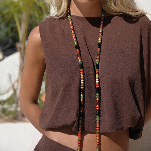 订购8周到｜La Coque Française-Joyce-赤土色 半宝石 串珠 长款 手机链［法国设计师］ 商品图0