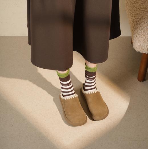 西村名物2025年冬季新款平底真皮美拉德洋气包头穆勒拖毛毛半拖鞋勃肯鞋X25DM48841 商品图5