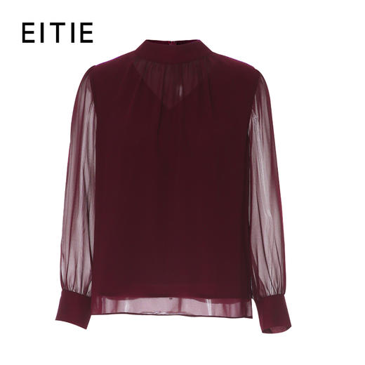 EITIE爱特爱飘带设计拼接薄纱袖型优雅小上衣8313009 商品图6