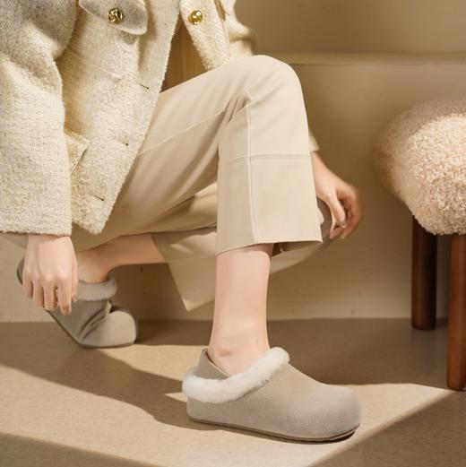 西村名物2025年冬季新款懒人一脚蹬勃肯鞋厚底增高毛毛鞋T25DM48481 商品图6