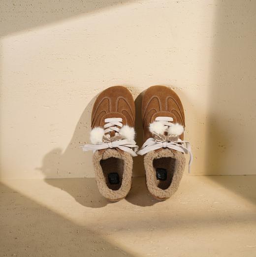 西村名物2025年冬季新款加绒加厚保暖勃肯鞋平底防滑毛毛鞋X25DM49021 商品图7