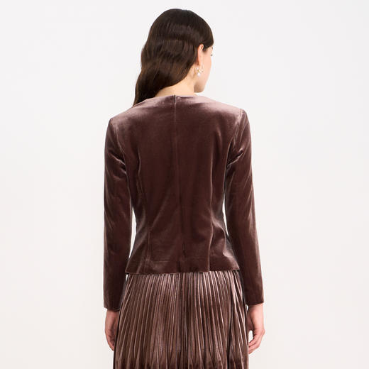 【复古丝绒修身上衣】EITIE爱特爱精致纽扣显瘦优雅秋冬新款小上衣D2513909 商品图5