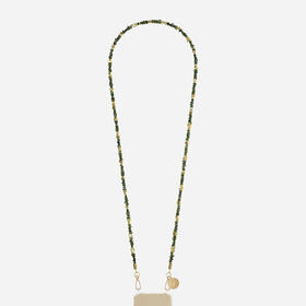 订购8周到｜La Coque Française-Liviya-绿色 不规则金珠 长款 手机链［法国设计师］