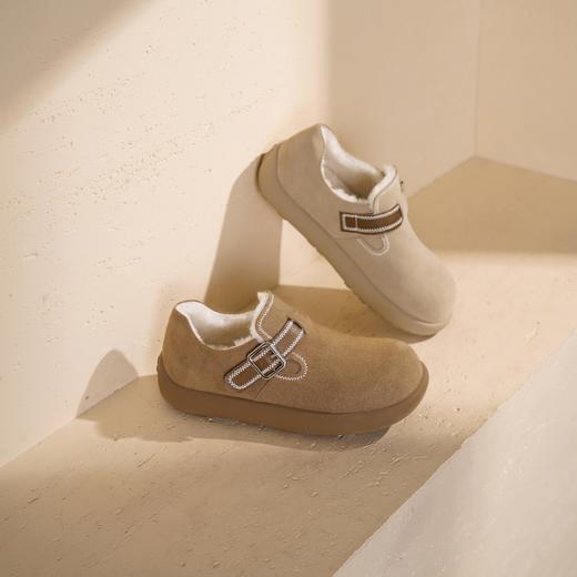 西村名物2025年冬季新款加绒保暖魔术贴毛绒勃肯鞋玛丽珍毛毛鞋X25DM48831 商品图5