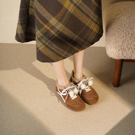 西村名物2025年冬季新款加绒加厚保暖勃肯鞋平底防滑毛毛鞋X25DM49021 商品图3