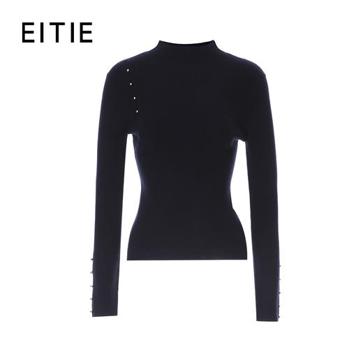EITIE爱特爱半高领单侧带金属扣饰设计年轻时尚针织衫8401105 商品图6