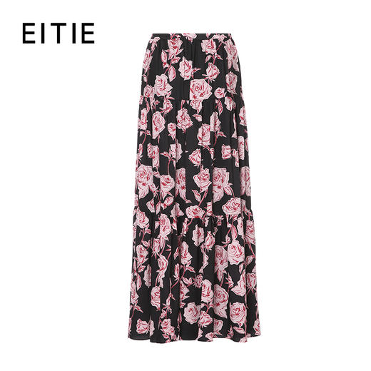 EITIE爱特爱蛋糕式层次感玫瑰印花优雅半裙8306007 商品图2