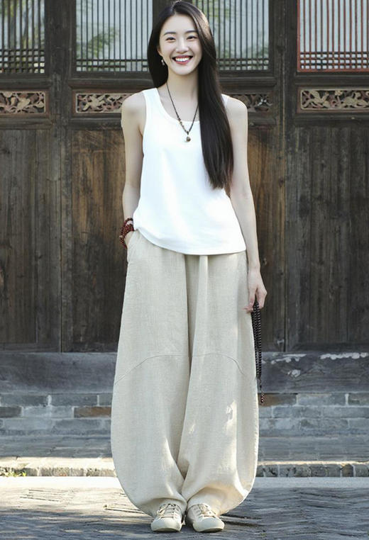 臣禾	【棉麻灯笼裤】71.5%苎麻28.5%棉松紧腰休闲裤	JZ253061075 商品图2