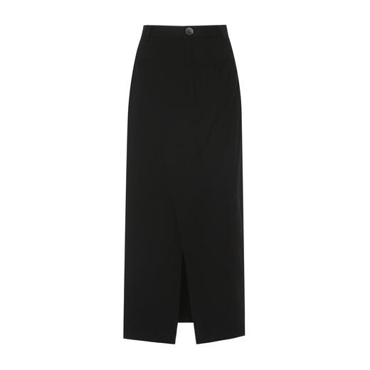 同款下架-EITIE爱特爱挺括工装设计感不对称高腰黑色长款半裙秋季新款C2506816 商品图5