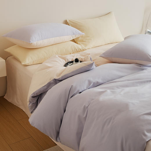 自然醒A类全棉贡缎磨毛双拼色四件套（赠礼盒包装）HS 商品图5