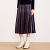 EITIE爱特爱优雅复古丝绒高腰百褶a字显瘦过膝半身裙秋冬新款D2506903 商品缩略图6