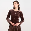 【复古丝绒修身上衣】EITIE爱特爱精致纽扣显瘦优雅秋冬新款小上衣D2513909 商品缩略图2