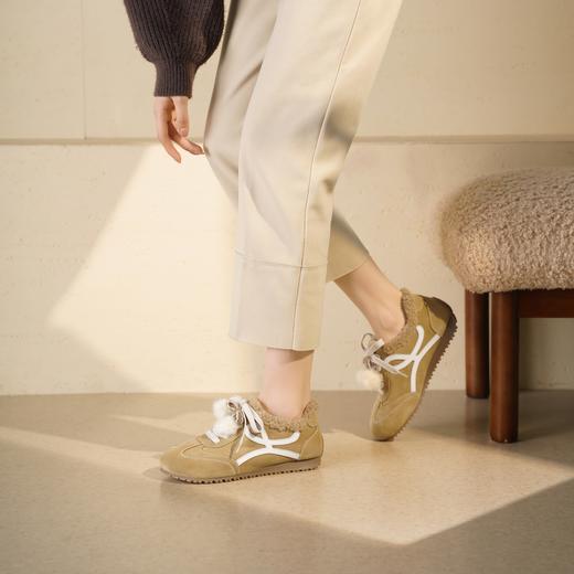 西村名物2025年冬季新款加绒加厚保暖勃肯鞋平底防滑毛毛鞋X25DM49021 商品图4