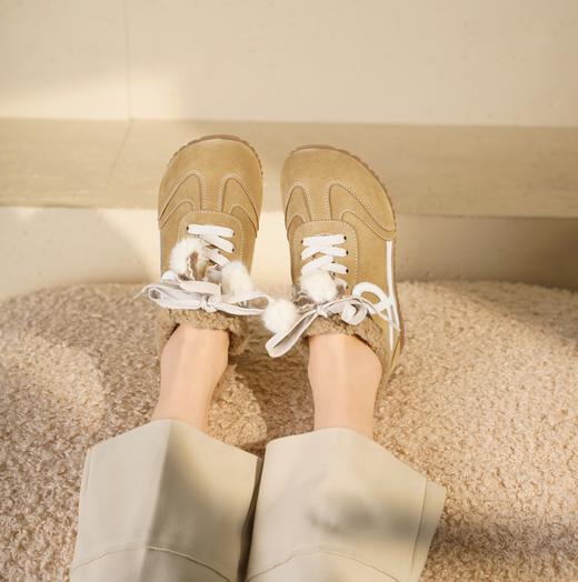 西村名物2025年冬季新款加绒加厚保暖勃肯鞋平底防滑毛毛鞋X25DM49021 商品图5