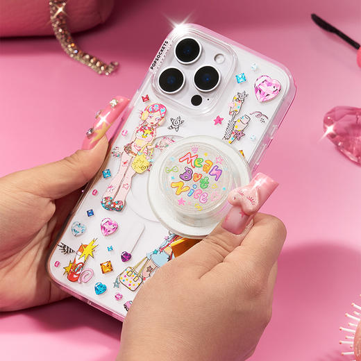 【天生发光体】Mean But Nice 泡泡骚 X xxokate 创作者联名计划 POPGRIP泡泡骚手机粘贴式气囊支架 Graphic平面系列 透明 字母 商品图1