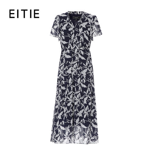 EITIE爱特爱气质植物印花优雅修身显瘦连衣裙秋新款8307003 商品图6