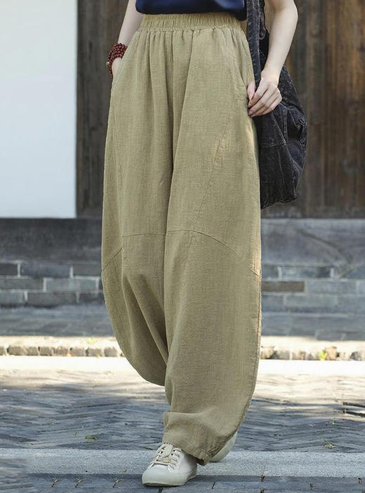 臣禾	【棉麻灯笼裤】71.5%苎麻28.5%棉松紧腰休闲裤	JZ253061075 商品图4