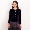 【复古丝绒修身上衣】EITIE爱特爱精致纽扣显瘦优雅秋冬新款小上衣D2513909 商品缩略图7