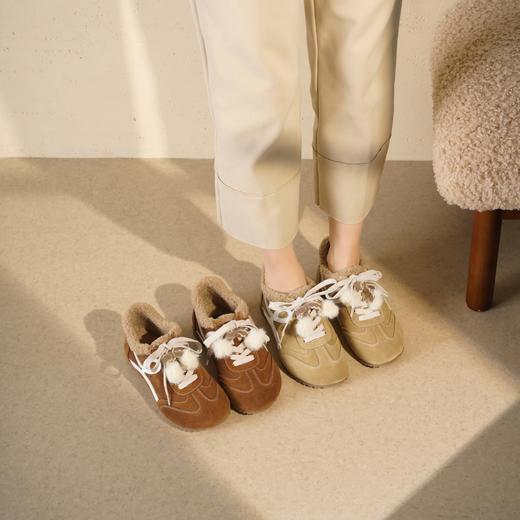 西村名物2025年冬季新款加绒加厚保暖勃肯鞋平底防滑毛毛鞋X25DM49021 商品图0