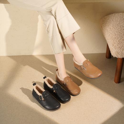 西村名物2025年冬季新款加绒保暖百搭软底妈妈鞋勃肯毛毛鞋T25DM49131 商品图0