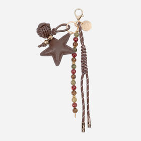 北京仓｜La Coque Française-Bobby-棕色星星 串珠 包挂［法国设计师］