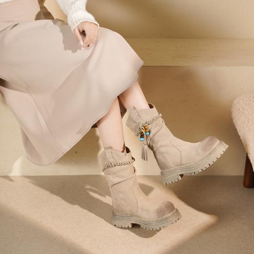 西村名物2025年冬季新款废土风美拉德西部牛仔靴堆堆靴马丁短靴T25DS49281 商品图5