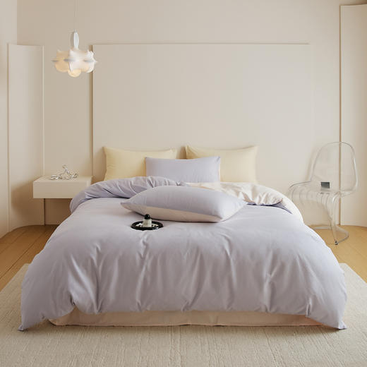 自然醒A类全棉贡缎磨毛双拼色四件套（赠礼盒包装）HS 商品图0