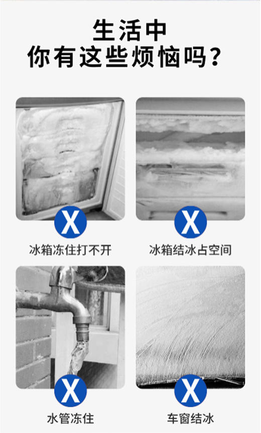 物物洁 冰箱除霜除冰剂防结冰除霜剂320ml化冰解冻家用去冰柜结冰结霜解冻冷库 商品图3