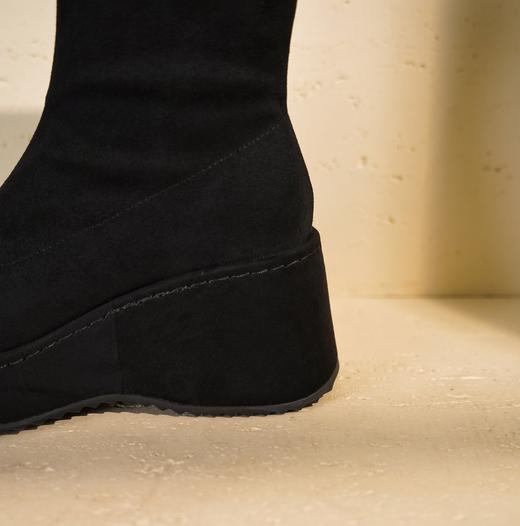 西村名物2025年冬季新款厚底增高防水台防滑百搭弹力靴松糕底短靴T25DS49271 商品图6