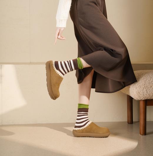 西村名物2025年冬季新款平底真皮美拉德洋气包头穆勒拖毛毛半拖鞋勃肯鞋X25DM48841 商品图1