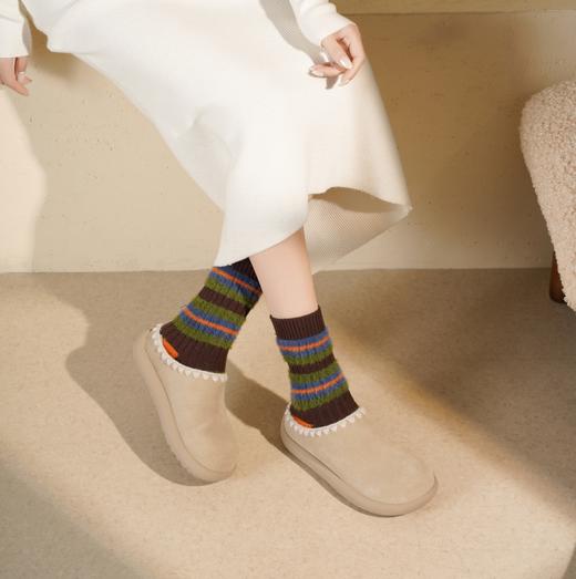 西村名物2025年冬季新款平底真皮美拉德洋气包头穆勒拖毛毛半拖鞋勃肯鞋X25DM48841 商品图4