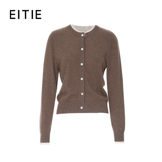 EITIE爱特爱领口白色撞色边设计含羊绒针织衫8301008 商品图6