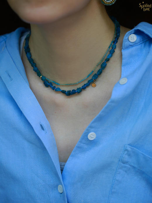 SpoiledBrat Jewelry14K注金霓虹磷灰石双层项链 商品图4