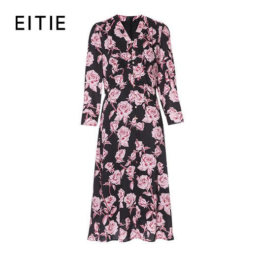 EITIE爱特爱V领时尚印花礼服裙8307017 商品图5