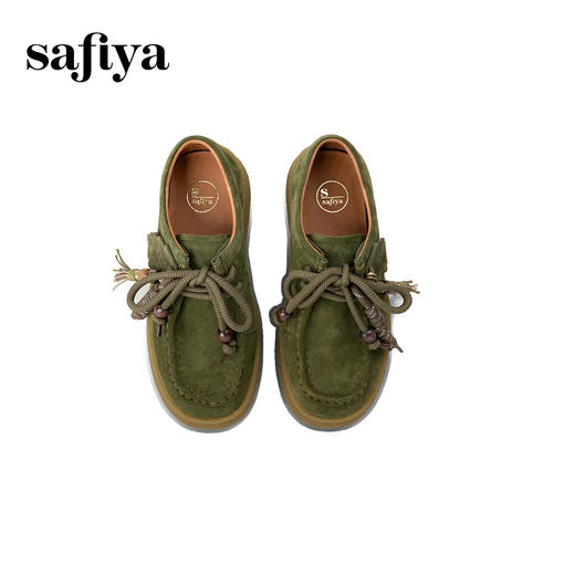 Safiya/索菲娅2025复古反绒厚底百搭深口挂绳串珠系带休闲袋鼠鞋SFD3112157 商品图4