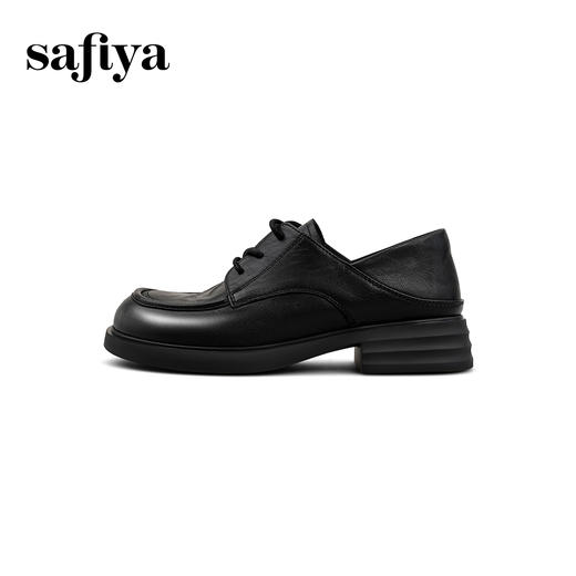 Safiya/索菲娅2025英伦风羊皮系带休闲百搭圆头粗跟深口小皮鞋SFD3112146 商品图2