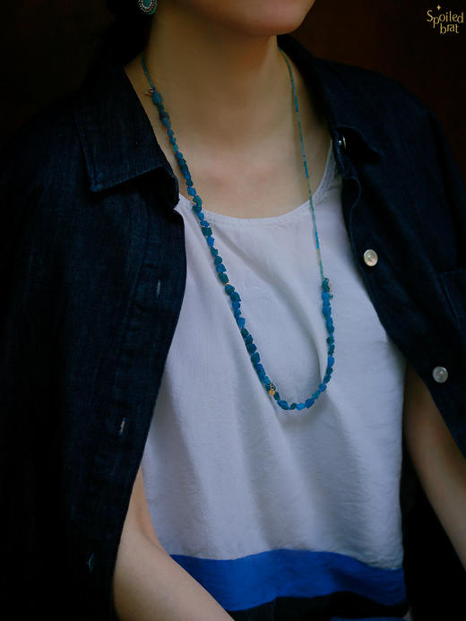 SpoiledBrat Jewelry14K注金霓虹磷灰石双层项链 商品图0