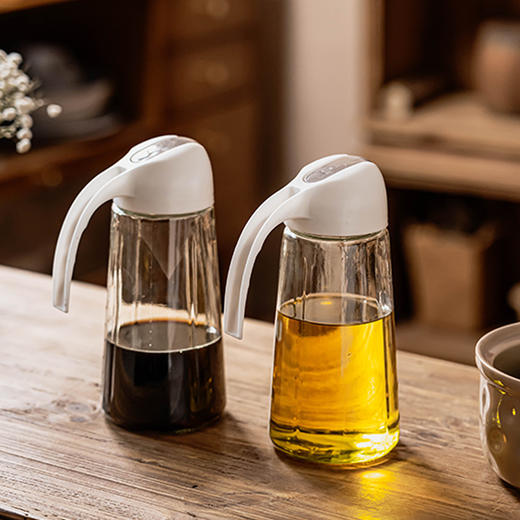 自动开合油壶 玻璃 家用厨房防漏油罐壶大容量630ml酱油瓶装油瓶复古风 商品图3